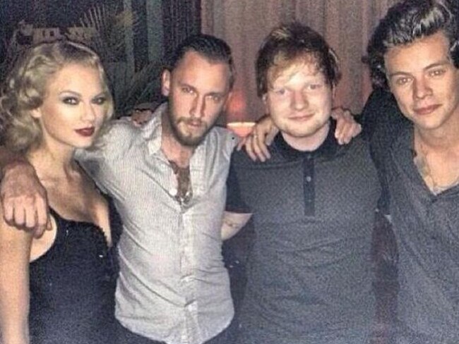 Making music and money ... Taylor Swift, someone not that famous, Ed Sheeron and Harry Styles. Picture: Twitter