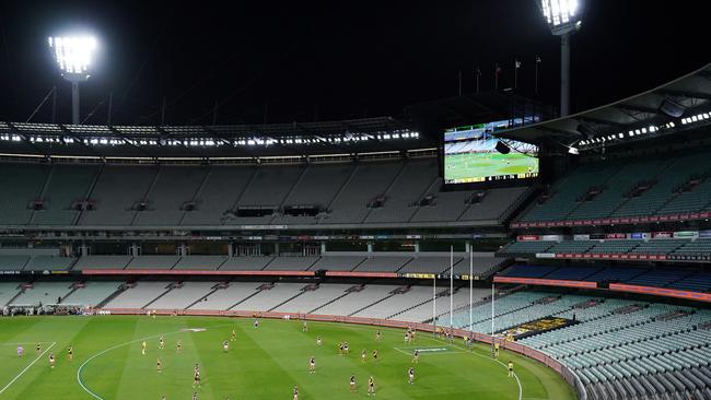 An empty MCG for the opening game of the season in March between Richmond and Carlton Picture: AAP