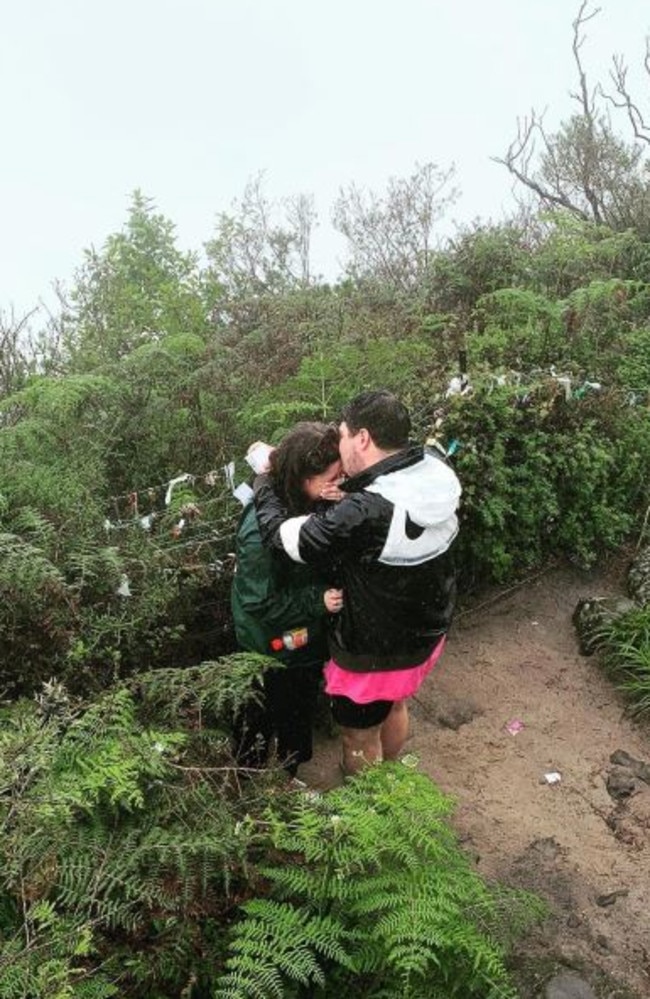 Jess and Craig embrace after he asked her to marry him. Picture: Instagram