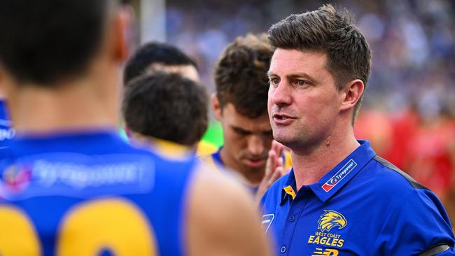 It was a horror start for Eagles coach Andrew McQualter. Picture: Daniel Carson/AFL Photos via Getty Images