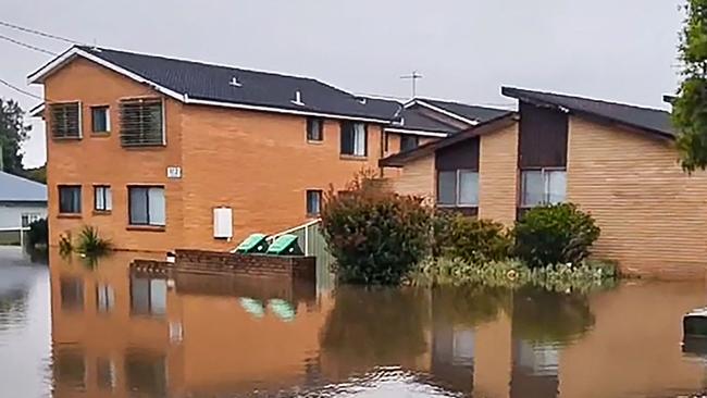 Houses partly submerged in Taree. Picture: AFP