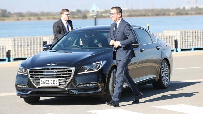 South Australian premier Steven Marshall and Education Minister John Gardner seen leaving a Genesis in July 2020. Picture: Tait Schmaal