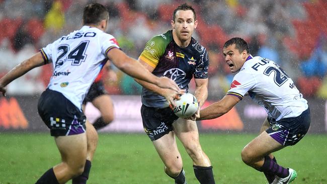 Michael Morgan in action during last year’s Johnathan Thurston/Cameron Smith Testimonial.