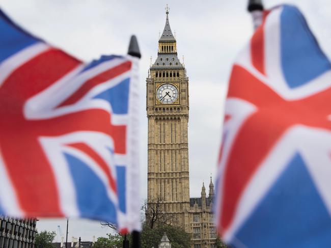 British flags waving by Big Ben