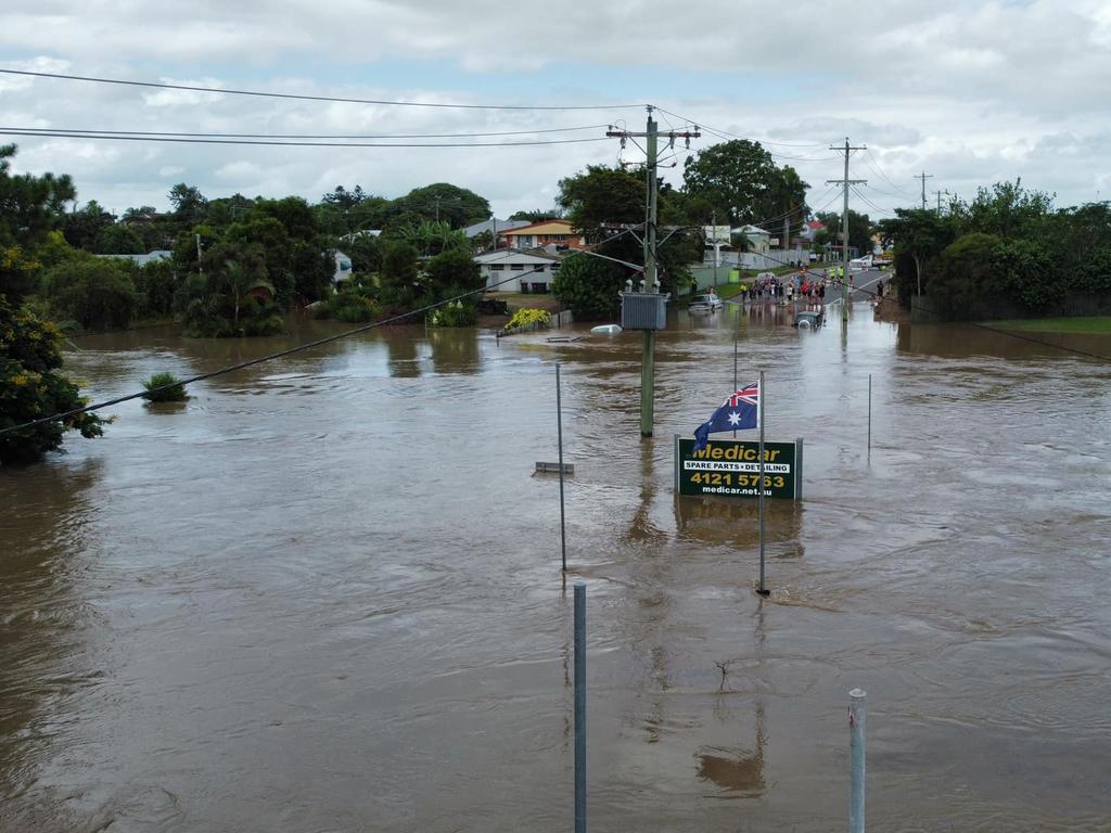 Drone footage captures extend of the Maryborough floods before the river peaked. Picture: Arthur More.