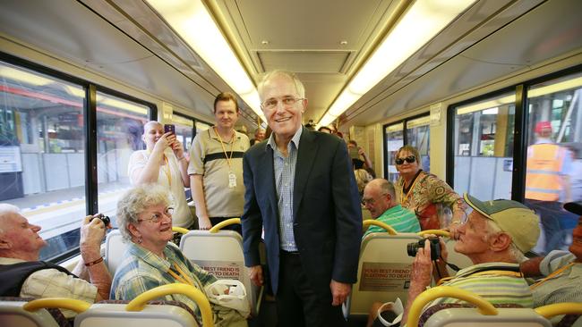 Prime Minister Malcolm Turnbull opening the Moreton Bay Rail Line. Picture: Adam Armstrong