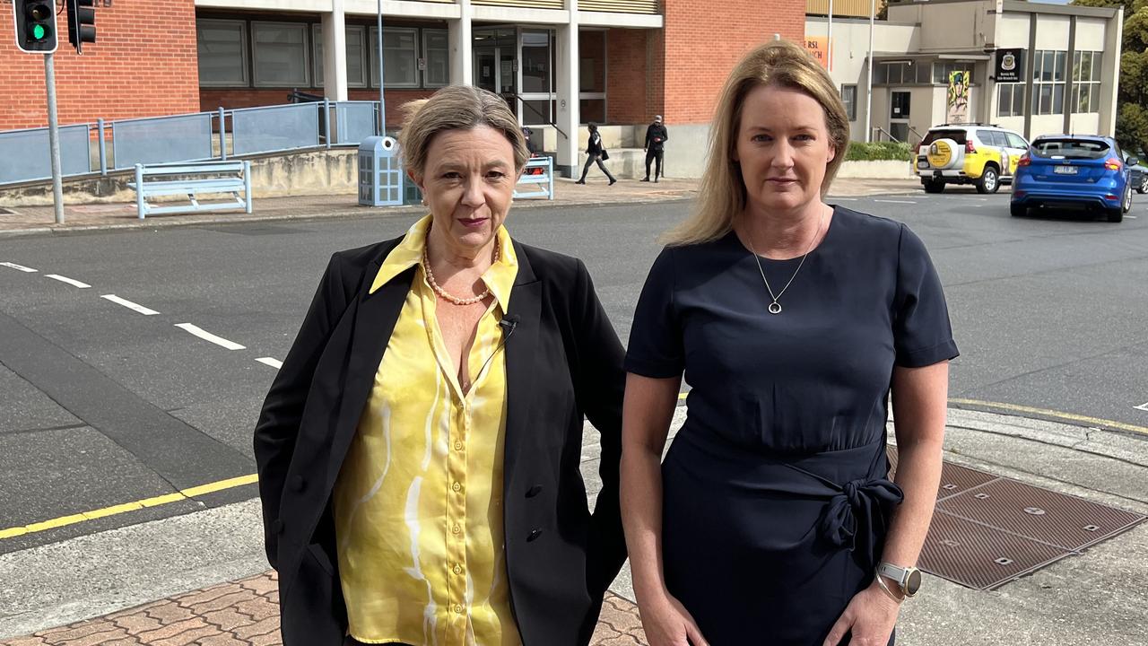 Jacqui Lambie Senator Tammy Tyrell and Tasmania Legal Aid Director Kristen Wylie