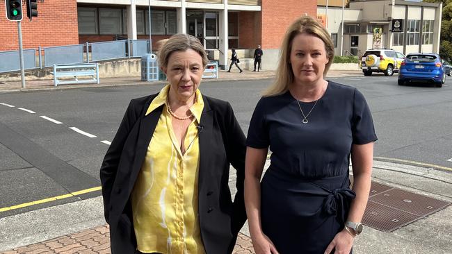 Jacqui Lambie Senator Tammy Tyrell and Tasmania Legal Aid Director Kristen Wylie