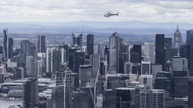 Many racegoers take the helicopter to Flemington. Picture: Sarah Matray