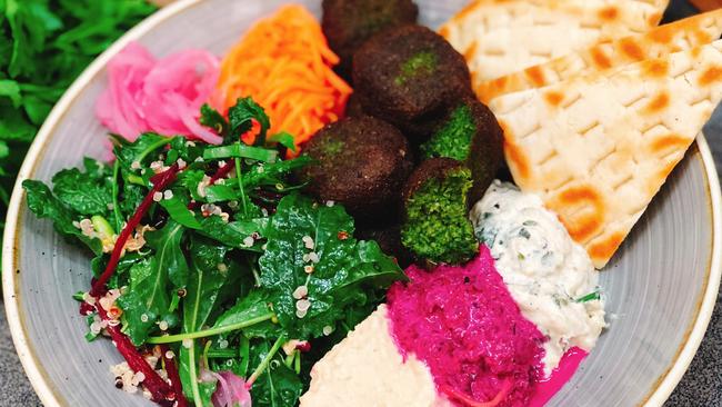 The falafel mezze plate at the Grand Terminus Hotel, Bairnsdale. Picture: Grand Terminus Hotel