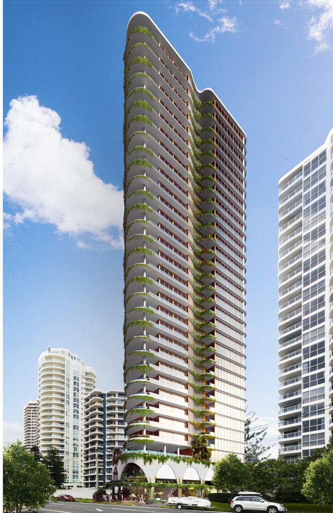 Artist impression of La Mer, a $100 million, 29-storey tower planned for Main Beach by Polites Property Group and