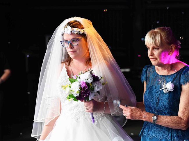 Simone Ward and Geoffrey Borninkhof, were married on The Hill Stage at Gympie Music Muster. Picture: Patrick Woods.