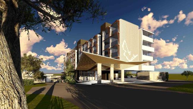 An artist’s impressions of the Mantra hotel planned for the Southport Sharks.