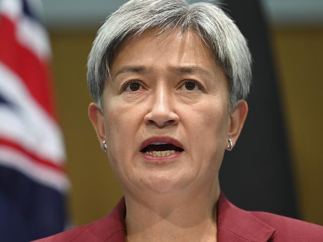 CANBERRA, AUSTRALIA, NewsWire Photos. MARCH 20, 2024: Minister for Foreign Affairs Penny Wong holds a press conference at Parliament House in Canberra. Picture: NCA NewsWire / Martin Ollman