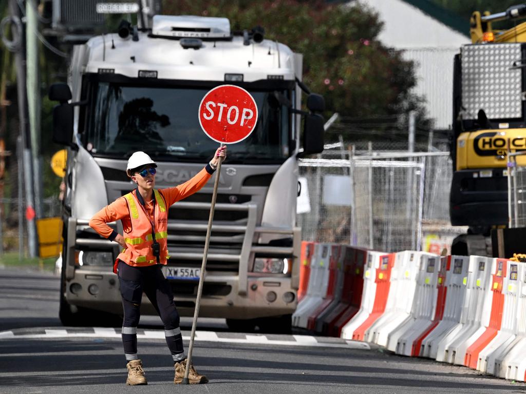 A worker at a construction site in Melbourne. Picture: William West/AFP