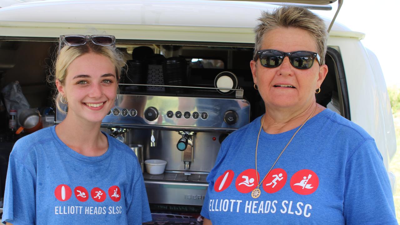 Tori Cooze and Anne Neubecker worked hard in the sun at the Bundaberg Great Australian Bites festival on Australia Day 2024.