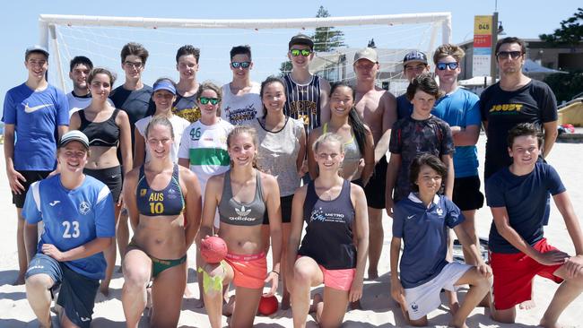 The Junior Beach Handball Squad are hoping the sport will be selected by Australian authorities for the 2018 Youth Olympic Games. Picture: Craig Wilson