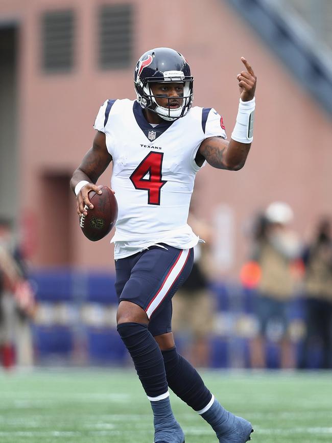 Deshaun Watson was scrappy in his first game back from the knee injury that ended his rookie season. Picture: AFP