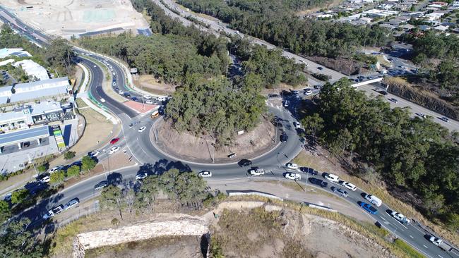 Where Pimpama locals all gather each day - where Yawalpah Rd meets the M1. Picture: Glenn Hampson.