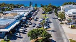 Stage 1 of the Rainbow Beach town centre revamp was completed earlier in the year - including removal of above ground power lines.