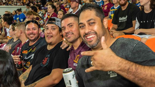 Mitch Andrew, Matthew Williams, Aiden Harkness and Jai Shearsby at the 2023 NRL match between Parramatta Eels and Brisbane Brocnos at TIO Stadium. Picture: Pema Tamang Pakhrin