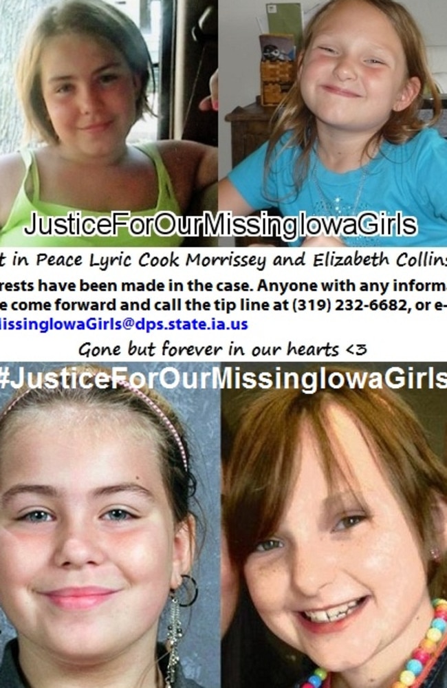 A poster calling for information in the unsolved murders of Lyric Cook and Elizabeth Collins