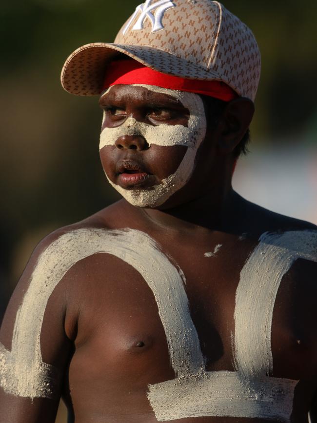 Bungul time with the Groote Eylandt dancers in a weekend of Music, Sport and Culture at the Barunga Festival. Picture Glenn Campbell