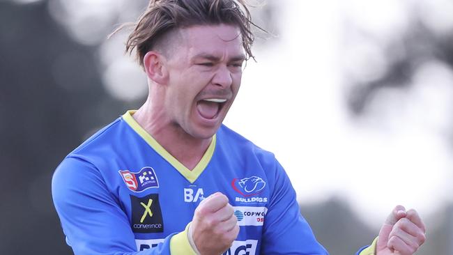 Central District's Billy Iles celebrates a goal against Norwood at Elizabeth Oval. Picture: SANFL Image / David Mariuz