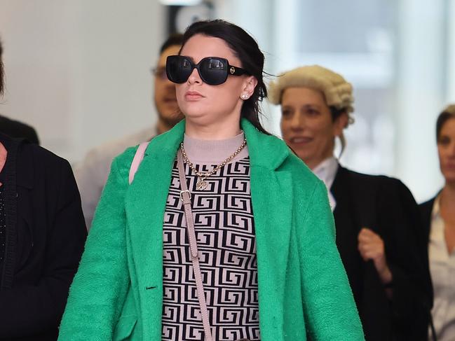 Tara Leigh Harris, the sister of Raymond Harris, leaves the Brisbane Supreme Court on Tuesday after the sentencing. Picture: NewsWire/Tertius Pickard