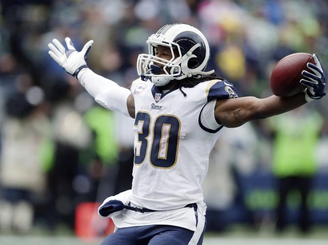 Los Angeles Rams running back Todd Gurley is leading the league in scrimamge yards and touchdowns this season. Picture: AP Photo