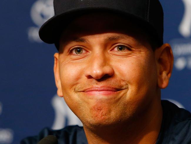 NEW YORK, NY - AUGUST 07: Alex Rodriguez speaks during a news conference on August 7, 2016 at Yankee Stadium in the Bronx borough of New York City. Rodriguez announced that he will play his final major league game on Friday, August 12 and then assume a position with the Yankees as a special advisor and instructor.   Jim McIsaac/Getty Images/AFP == FOR NEWSPAPERS, INTERNET, TELCOS & TELEVISION USE ONLY ==