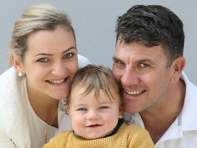 Sophie and Julian Parkinson with son Liam 1yrs. Pic Annette Dew