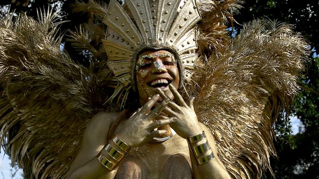 Drag Performer Sarabi Toki at the parade in Sydney. Picture: Lisa Maree Williams/Getty Images