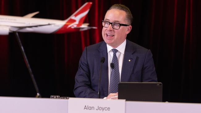 Qantas CEO Alan Joyce addressing the airline’s AGM in Sydney on November 5, 2021. Picture: Supplied