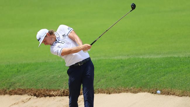 Cameron Smith’s three wood out of a bunker set up an eagle. Picture: Sam Greenwood/Getty Images