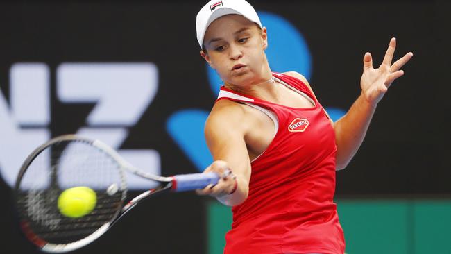 Ash Barty in action at the Australian Open. Picture: Michael Klein