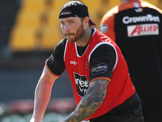 Chris McQueen during Wests Tigers training. Picture. Phil Hillyard