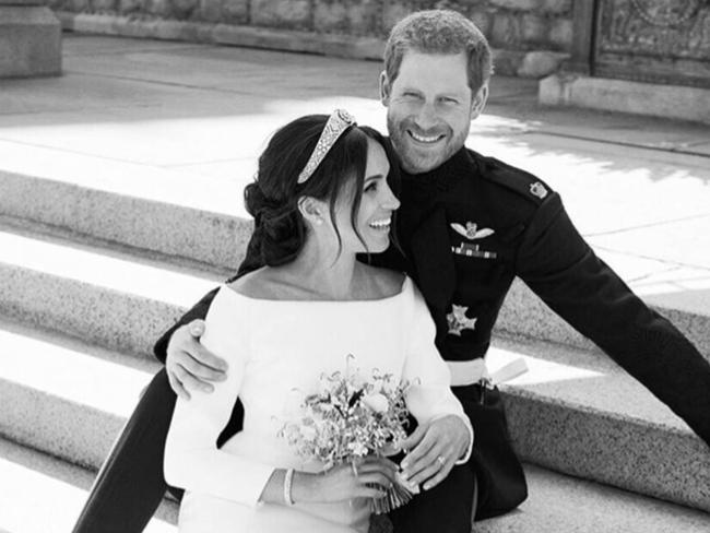 The Duke and Duchess of Sussex in an official photograph from their wedding day. Picture: Kesington Palace/MEGA