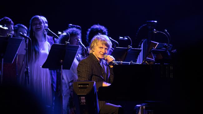 Neil Finn backed by an orchestra, at the Gold Coast’s new Home of the Arts. Pic Luke Marsden. 