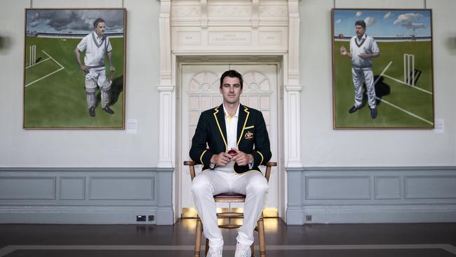 Australian Captain Pat Cummins poses in The Long Room in London. Picture: Ryan Pierse/Getty Images