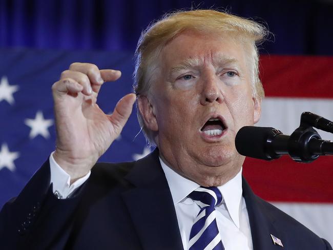 In this Aug. 31, 2018 photo, President Donald Trump gestures while speaking at the Harris Conference Center in Charlotte, N.C. President Donald Trump is escalating his attacks on Attorney General Jeff Sessions, suggesting the embattled official should have intervened in investigations of two GOP congressmen to help Republicans in the midterms. Trump tweeted Monday that â€œinvestigations of two very popular Republican Congressmen were brought to a well publicized charge, just ahead of the Mid-Terms, by the Jeff Sessions Justice Department.â€   (AP Photo/Pablo Martinez Monsivais)