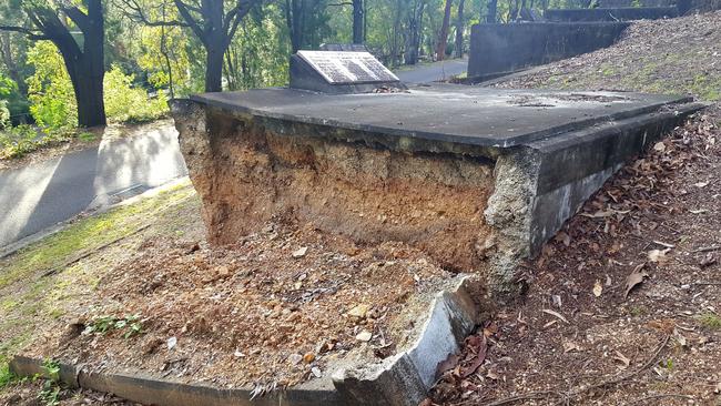 A damaged grave in Toowong Cemetery. Picture: Lucy Carne