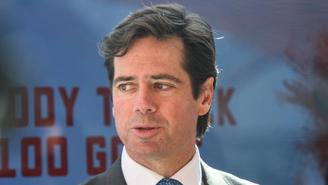 AFL boss Gillon McLachlan says the league is looking at trialling proposed rule changes in dead rubber games. Picture: AAP