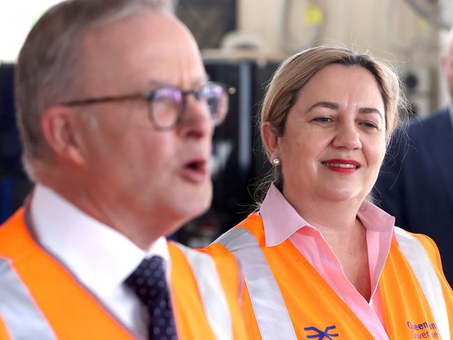 Anthony Albanese, Prime Minister, with Annastacia Palaszczuk, Premier of Queensland, visiting the Cross River Rail project, WOOLLOONGABBA,  on Wednesday 17th August 2022 - Photo Steve Pohlner