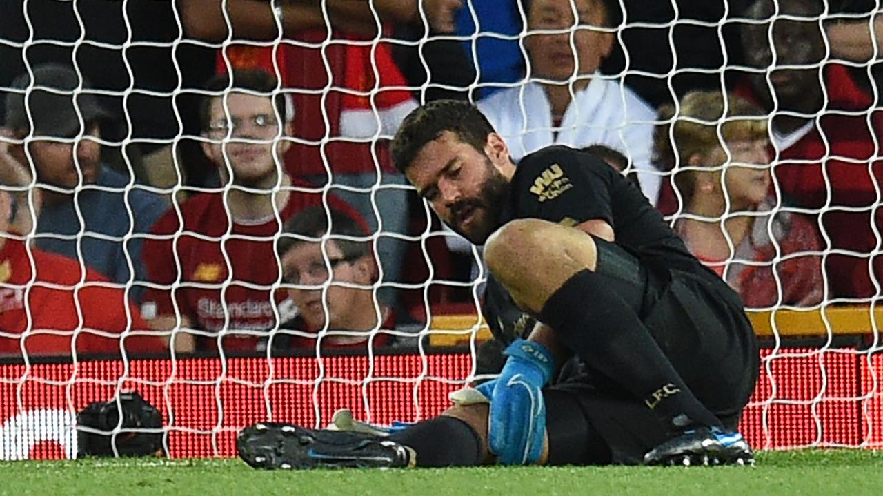 Liverpool's Brazilian goalkeeper Alisson Becker failed to see out the first half.