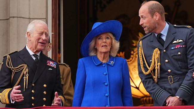 Charles, Camilla and William on the 80th anniversary of VE Day. Picture: Aaron Chown - WPA Pool/Getty Images