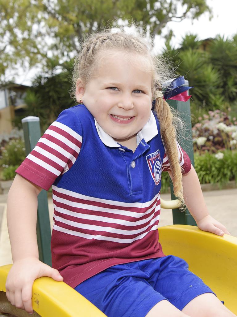 My favourite thing about school. Olivia: “I like playing on the slide <br/>with the pirate ship and I made a new friend called Ava.” Picture: Alan Barber