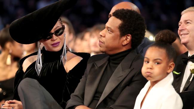 Beyonce, Jay-Z and Blue Ivy Carter at the 2018 Grammy Awards.