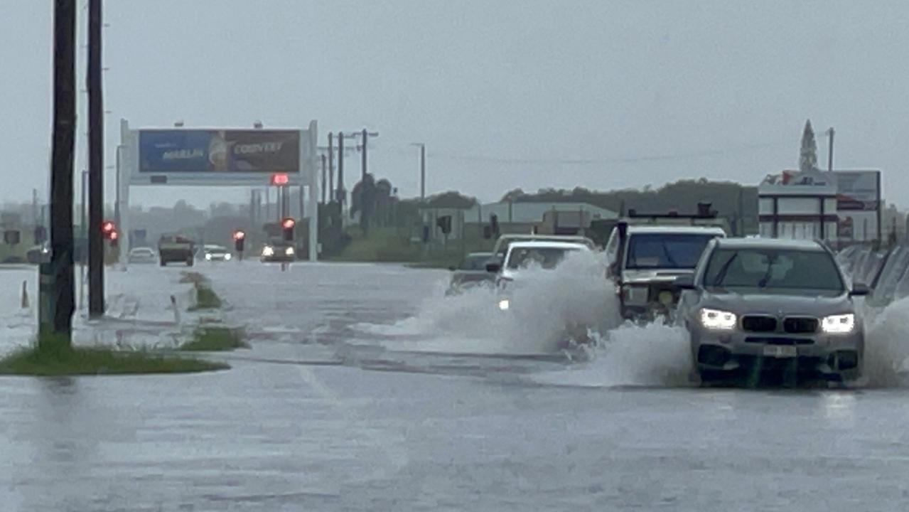 Mackay streets and cars flooded, road to airport closed