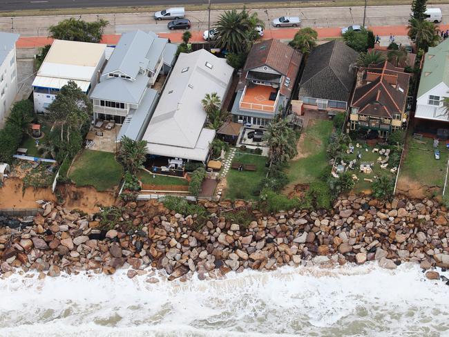 Flood damage from the air as a result of the low pressure system that hammered Collaroy. Picture: Toby Zerna.